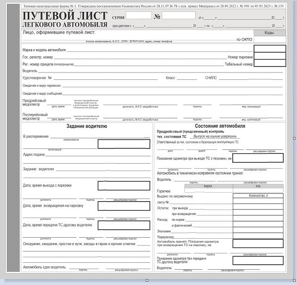 Путевойлист23А4